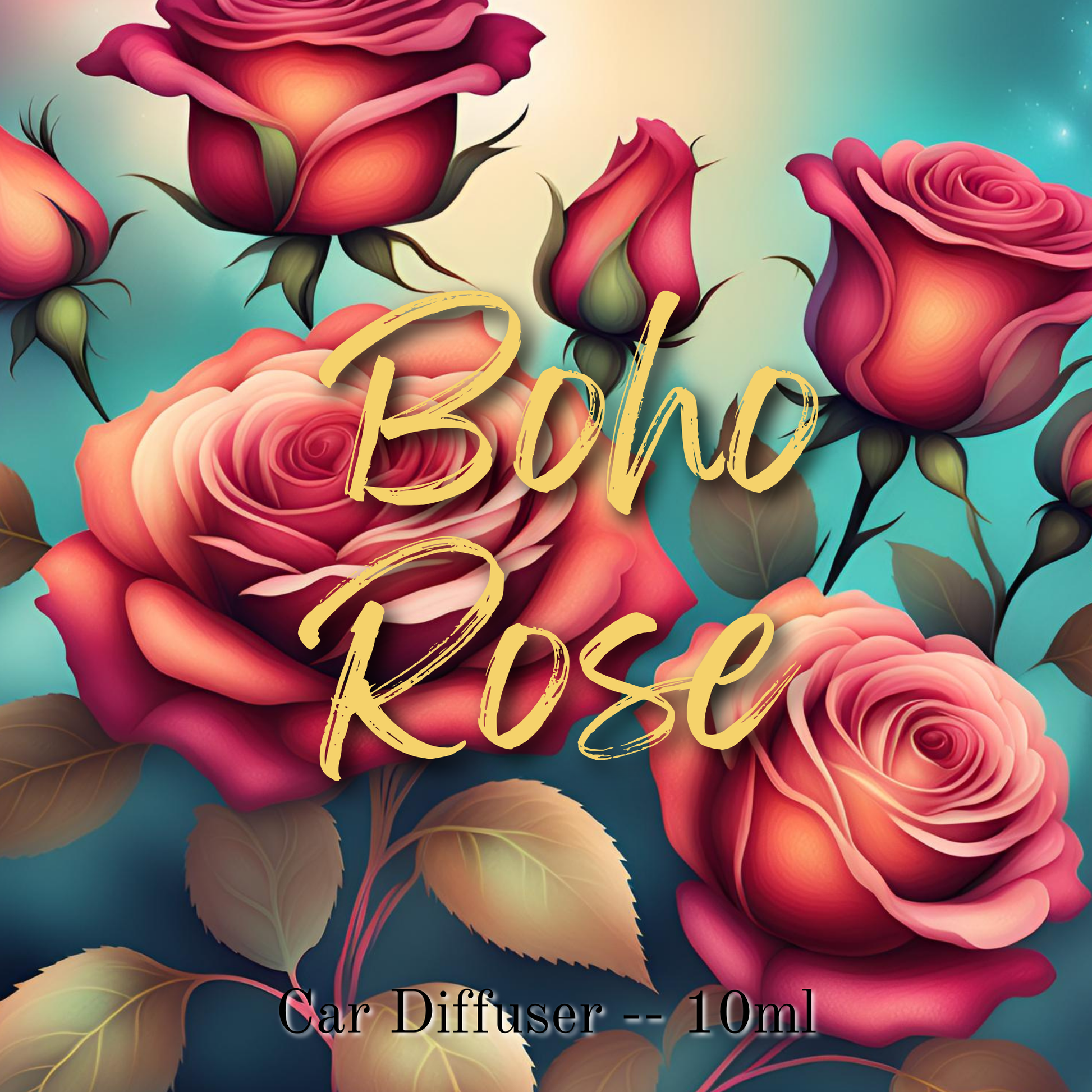 Boho Rose diffuser label